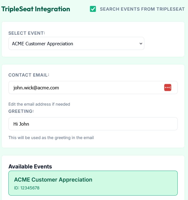 Tripleseat Native Integration Sync View