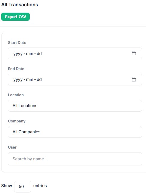 Transaction List Screenshot