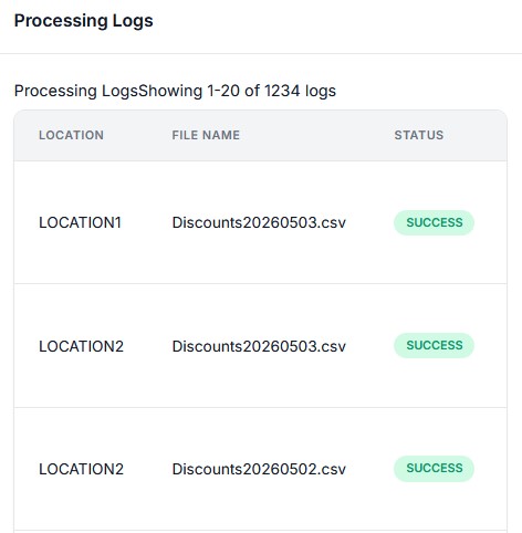 Processing Logs Screenshot